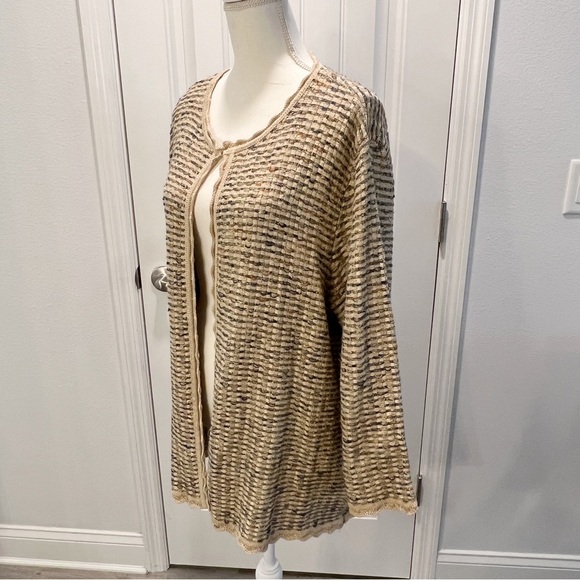 Alfred Dunner Dressy Open Cardigan Gold Metallic Sweater Long Sleeve Size XL - Picture 3 of 10